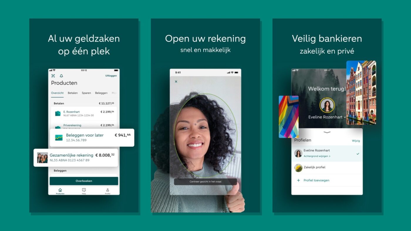 Screenshots van de ABN AMRO-app