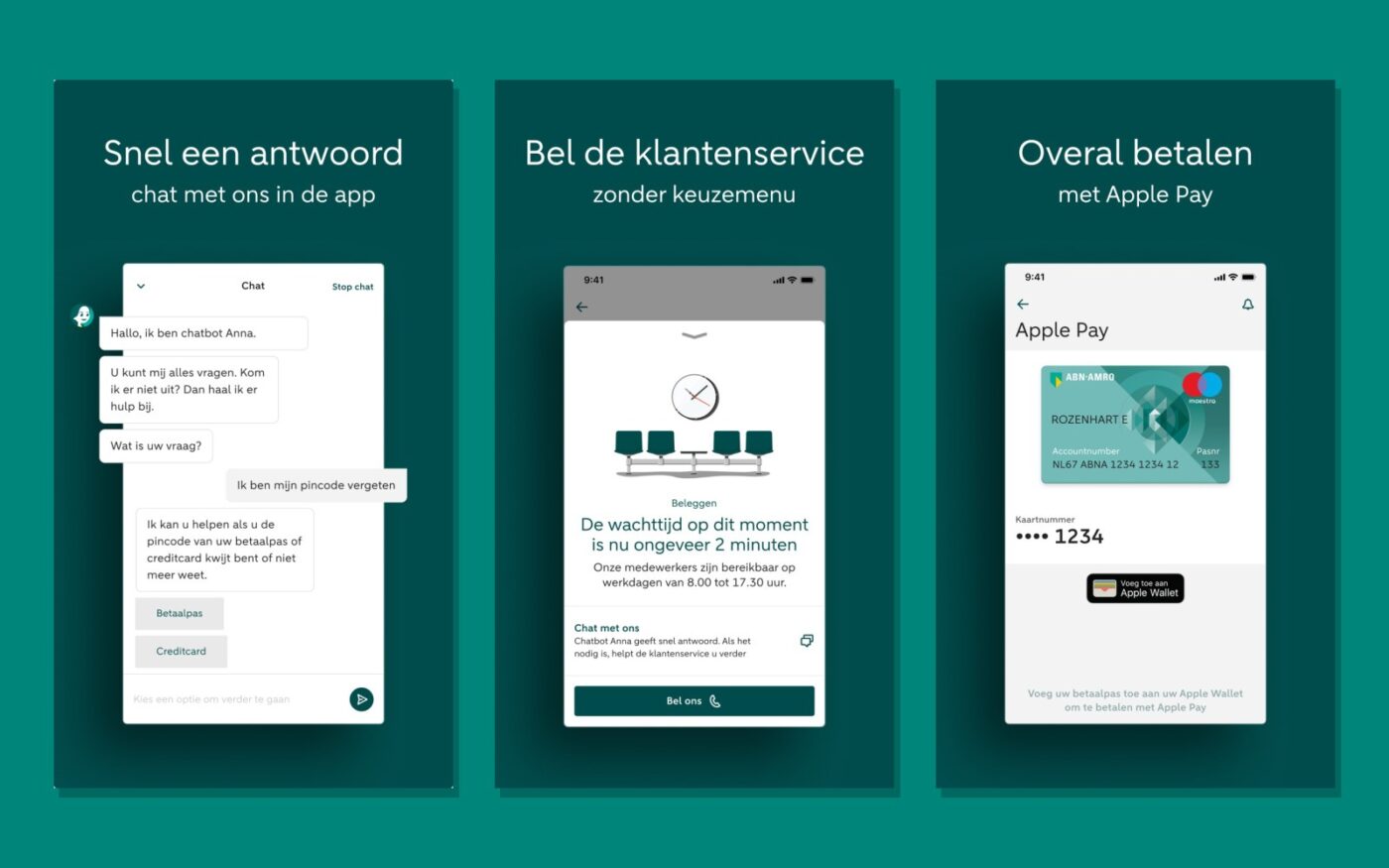 Meer screenshots van de ABN AMRO-app