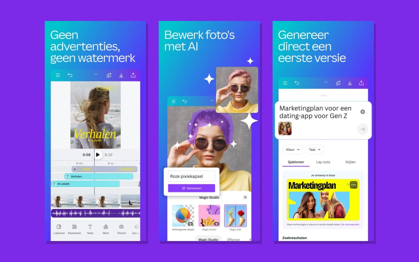 Meer screenshots van de Canva-app