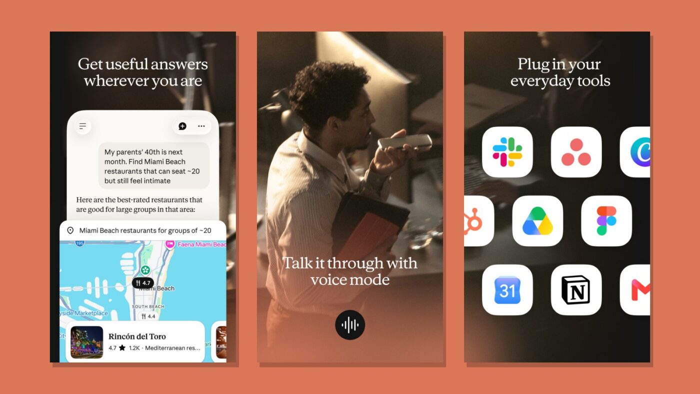 Screenshots van de Claude-app