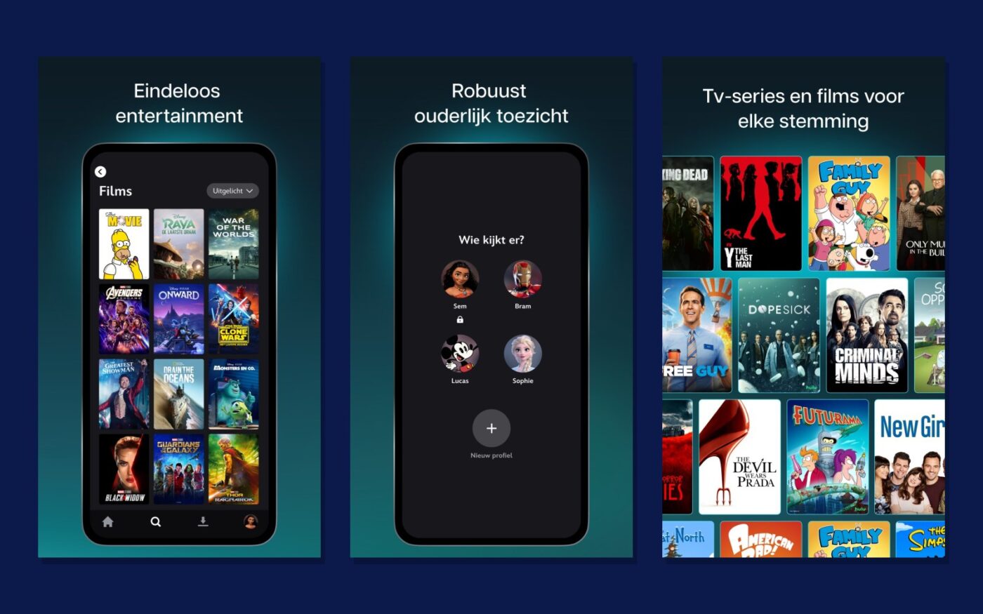 Meer screenshots van de Disney+-app