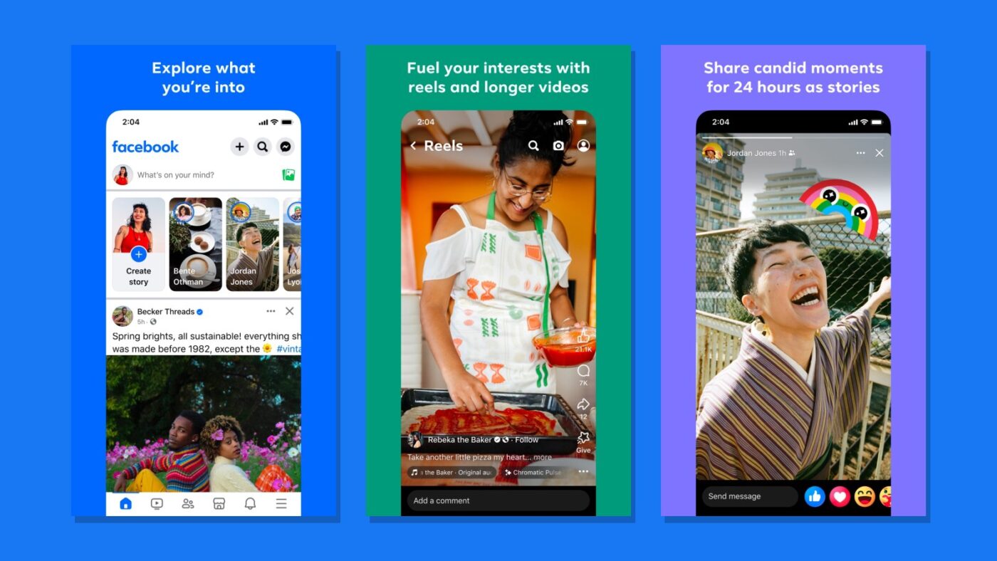 Screenshots van de Facebook-app