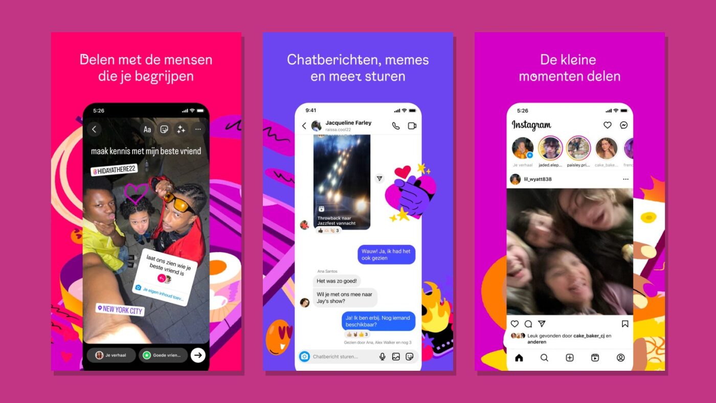Screenshots van de Instagram-app