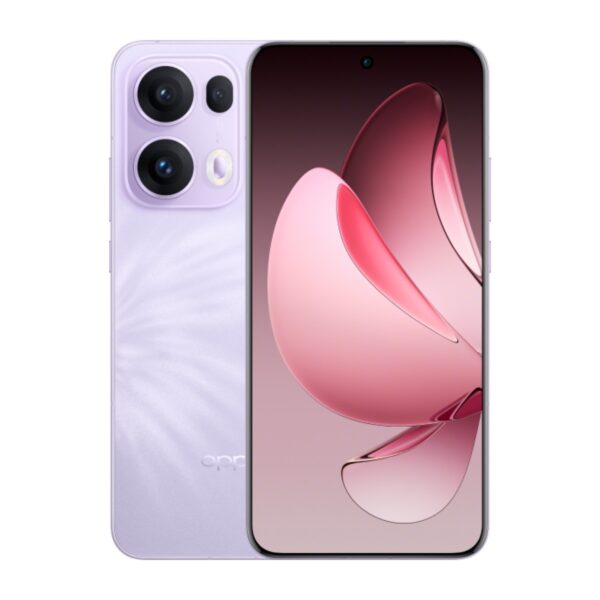 OPPO Reno13 Pro in de kleur Plume Purple, voor- en achterkant