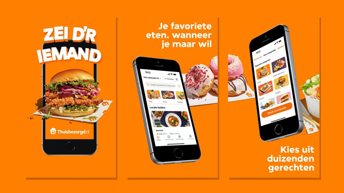 Screenshots van de Thuisbezorgd.nl-app